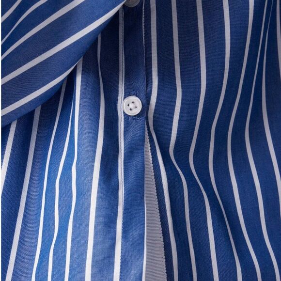 J. Crew CJ011 Blue and white Ciel top in striped cotton poplin NWT missing belt - Picture 3 of 11